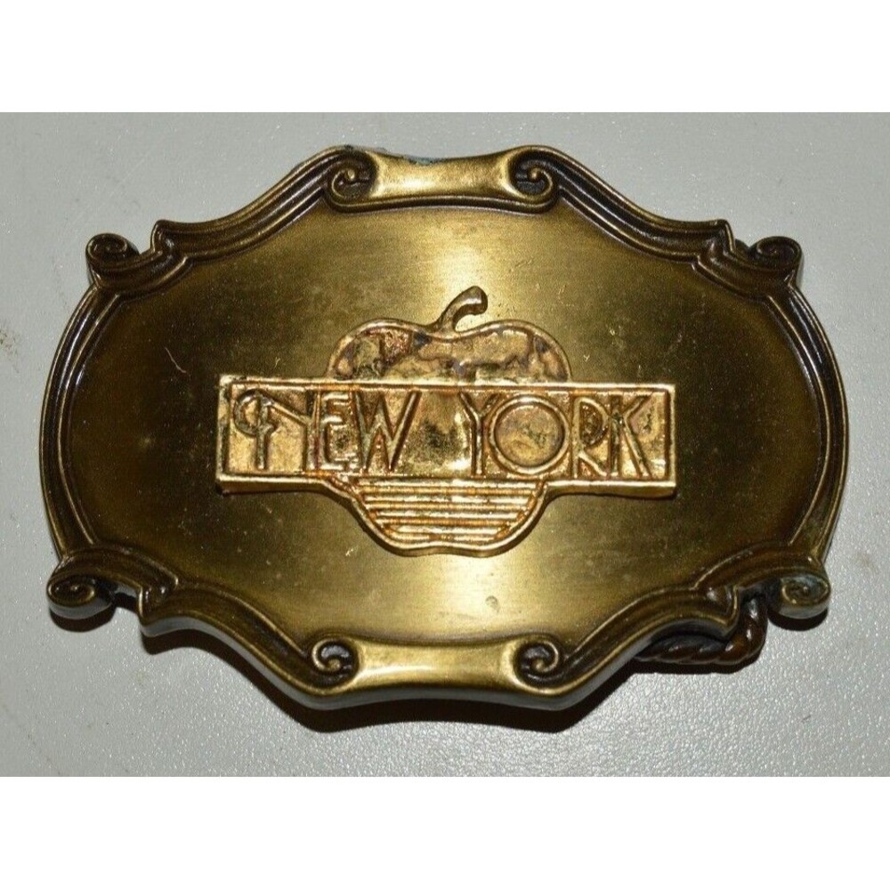 Vintage 1978 The Big Apple NEW YORK NYC Brass Belt Buckle Rare